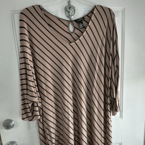 Catherine's tan and black striped stretchy tunic - Picture 2 of 4